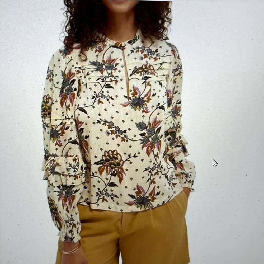 Scotch & Soda Floral Blouse with Ruffled Sleeves